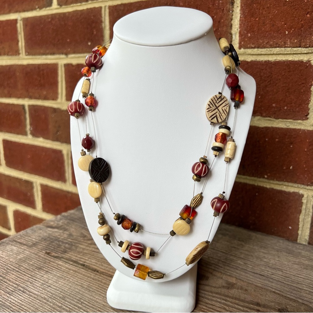 Chico’s Fall Neutral Multilayer Brown Natural Woo… - image 1